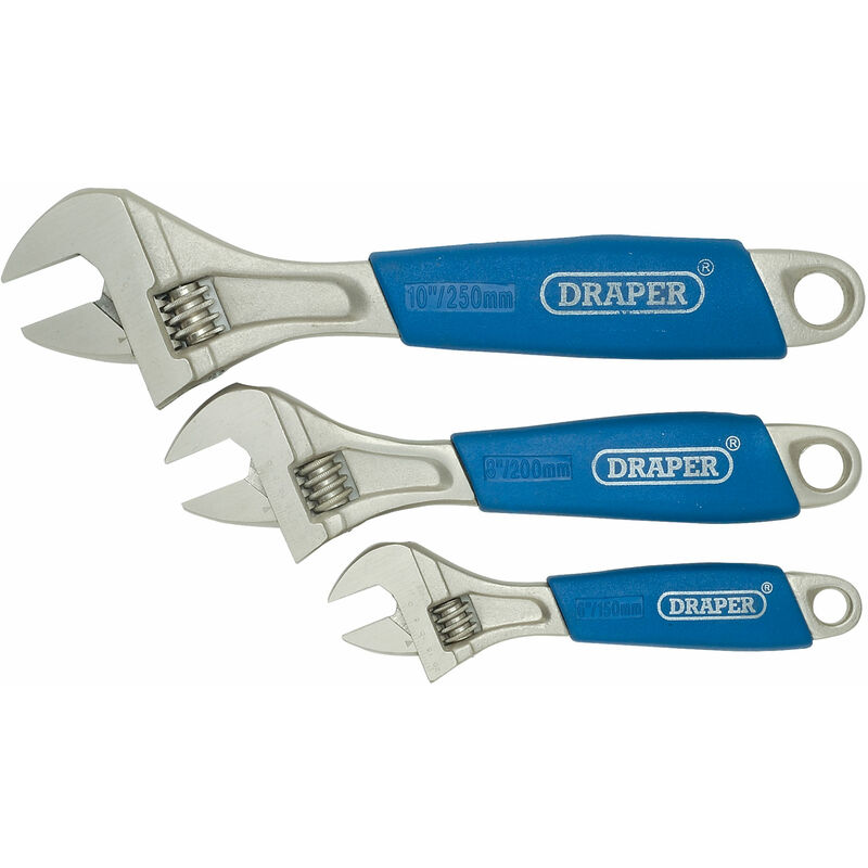 Draper 88598 Soft Grip Adjustable Wrench Set 3 Piece