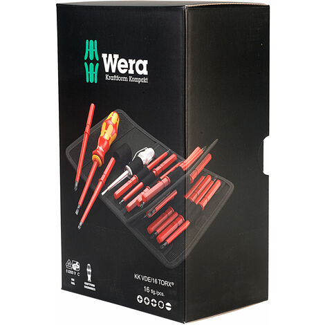 Wera 05003474001 Kraftform Kompakt VDE 16-Piece Bit Holder & Blades Set