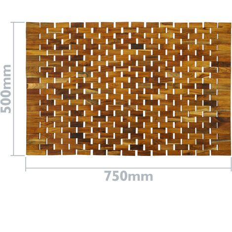 PrimeMatik - Teppich und Duschmatte aus zertifiziertes Teakholz 75 x 50 cm aufrollen Badvorleger Badematte