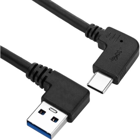 BeMatik - Kabel USB-C 3.1-Stecker abgewinkelt zu USB-A 3.1-Stecker  abgewinkelt 3 m schwarze