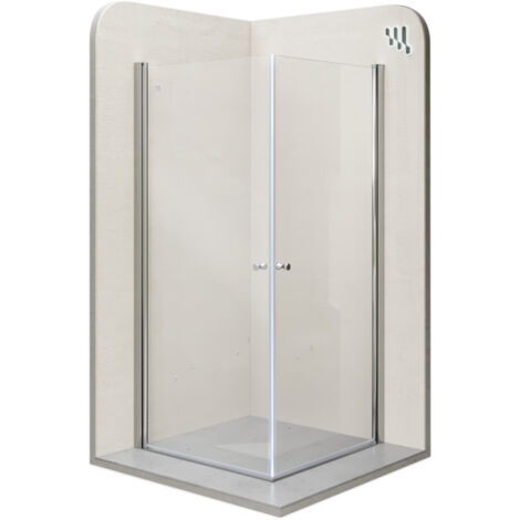 Mampara de Ducha Gaia 70x70x185cm, REVERSIBLE, Puerta abatible, Ajuste 68,5-70,5x68,5-70,5cm,Perfiles Cromados, Cristal transparente 6mm (1/5)
