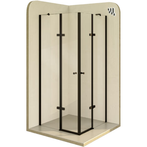 Mampara de Ducha Alice 90x120x190cm, REVERSIBLE, Puertas Abatibles, Ajuste 89.3-91.3x119.3-121.3cm, Cristal Templado Transparente 6mm (1/5)