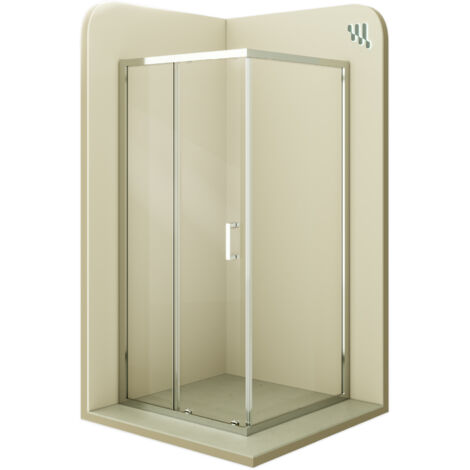 Mampara de Ducha Dora 80x130x190cm, REVERSIBLE, Puerta Corredera, Ajuste 77.5-79.5x127.5-129.5cm, Cristal Templado Transparente 6mm (1/5)