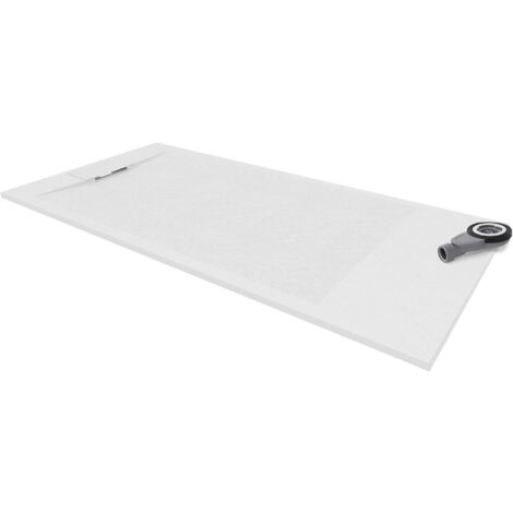 Plato de Ducha Extraplano SMC POLAR 90x140 cm - Blanco RAL9016 - Antideslizante, Textura Piedra, Duradero - Incluye Sifón