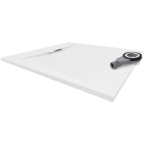 Plato de Ducha Extraplano SMC POLAR 90x90 cm - Blanco RAL9016 - Antideslizante, Textura Piedra, Duradero - Incluye Sifón (1/5)
