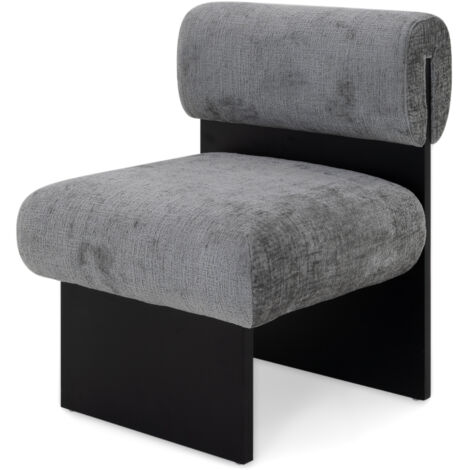 Sillón Leah Acolchada con Espuma Densa 40 kg/m³, Madera de Abedul, Diseño Escandinavo, Acogedora y Elegante, Gris, 60x60x75 cm, MOG Casa