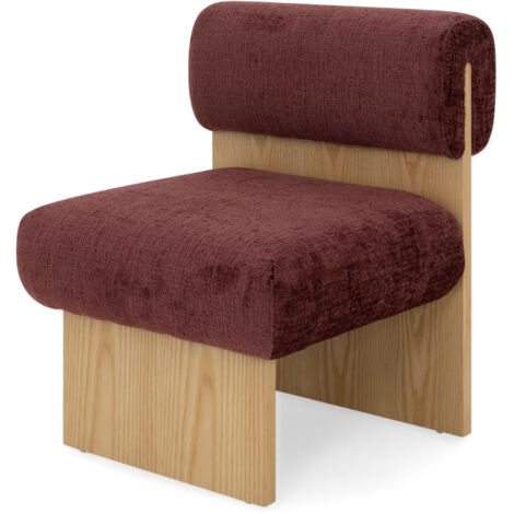 Sillón Leah Acolchada con Espuma Densa 40 kg/m³, Madera de Abedul, Diseño Escandinavo, Acogedora y Elegante, Rojo, 60x60x75 cm, MOG Casa