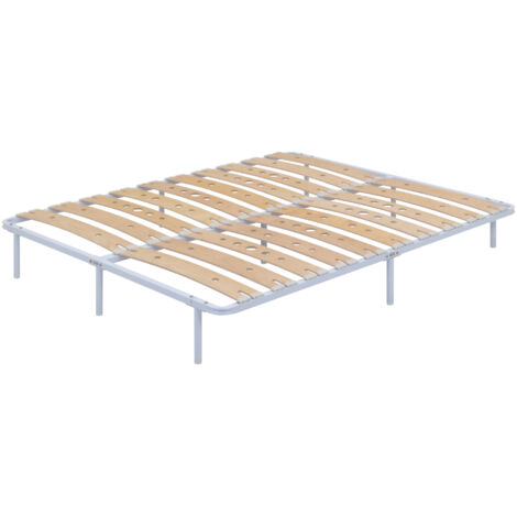 Somier Austen IF17 150x200cm con Lamas de Madera de Abedul Amortiguadas, Estructura Metálica Blanca, Altura de 23cm con Espacio de Almacenaje Inferior