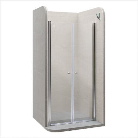 Moments of Glass Mampara de ducha LIMA 92-96 cm altura: 185 cm con puerta doble abatible 6mm Vidrio transparente de seguridad - DTC