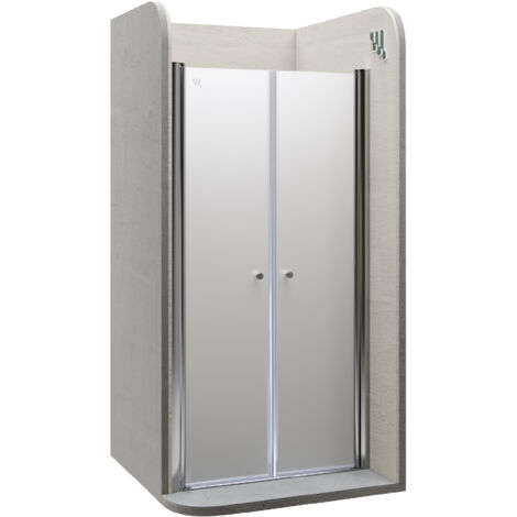 Moments of Glass Mampara de ducha LIMA 76-80 cm altura: 185 cm con puerta doble abatible 6mm Vidrio satinado de seguridad - DTF (1/5)