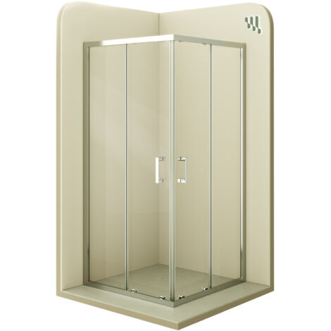 Mampara de Ducha Diana 75x95x190cm -REVERSIBLE- Puerta corredera, Ajuste 72,5-74,5x92,5-94,5cm - Perfiles Cromados, Cristal transparente 6mm