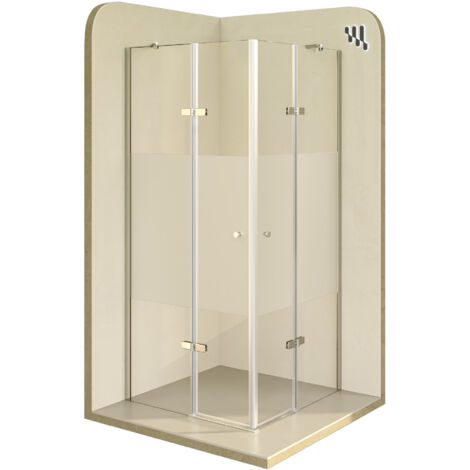 Mampara de Ducha Alice 120x120x190cm -NO REVERSIBLE- Puertas abatibles, Ajuste 119,3-121,3x119,3-121,3cm Perfiles Cromados, Cristal transparente 6mm (1/5)