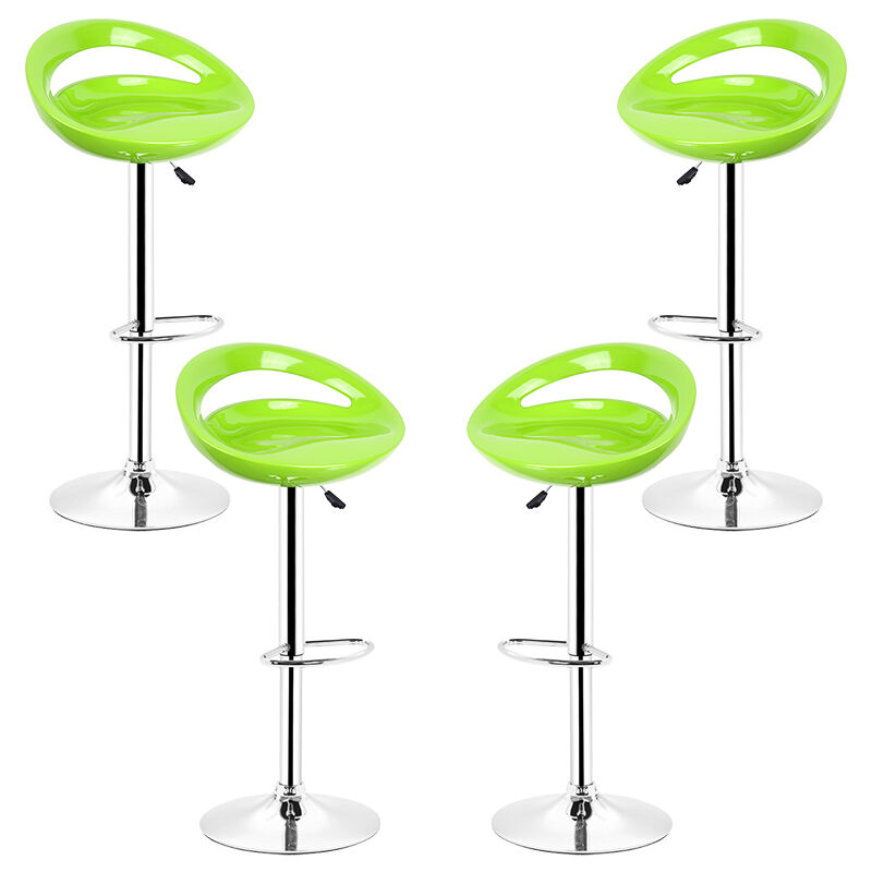 4 x Taburetes de Bar ABS, Silla de Bar Reposapiés Giratorio de 360°,Ajustable en Altura|Verde|