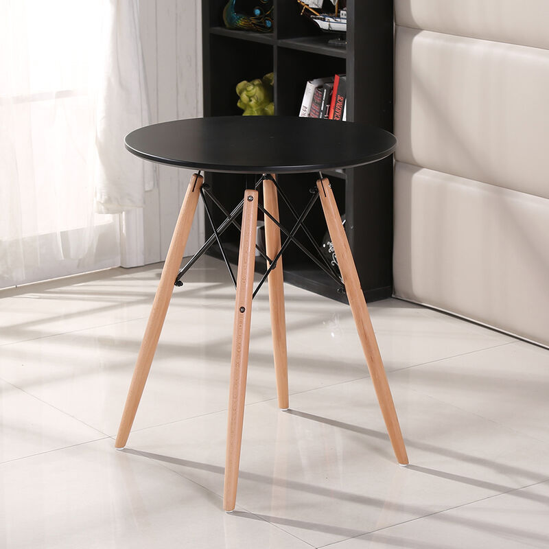 Mesa de Cocina Comedor Redonda Café Moderna de Madera Estilo escandinavo 70x70x75cm Negro MDF