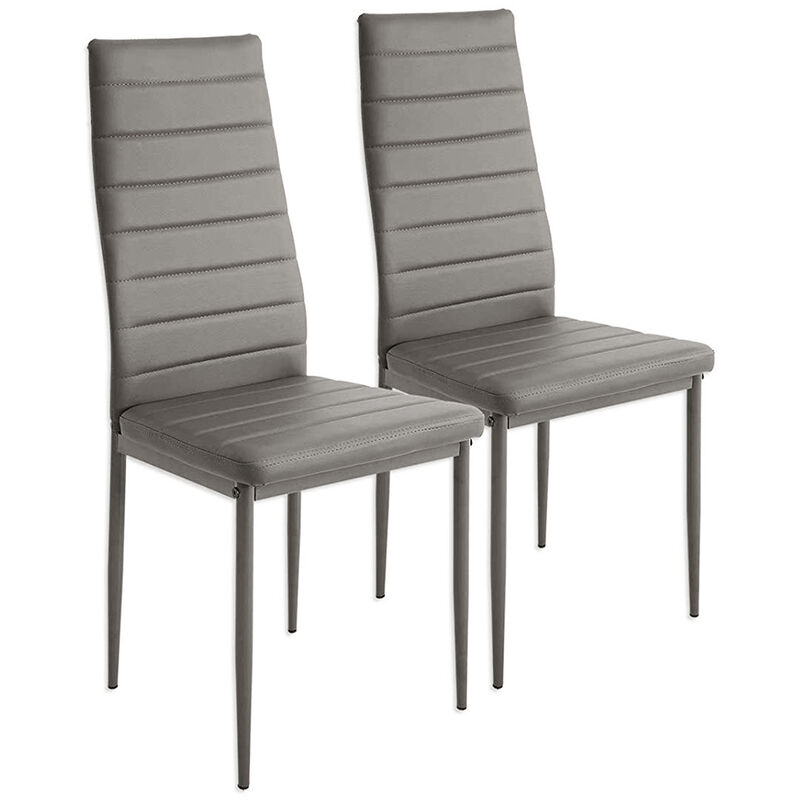 Pack 2 Sillas de comedor -para sala de cocina - cuero artificial Gris