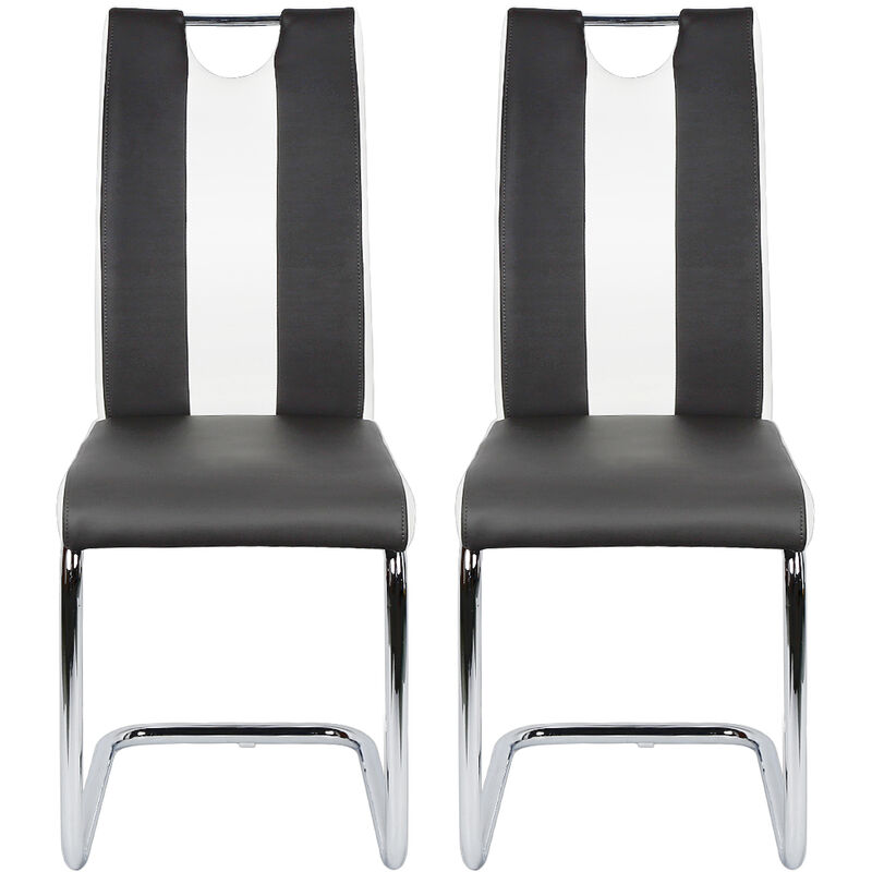 OOBEST® Pack2 Sillas de comedor,sillas para salón,asientos de comedor para casa Piel sintética -Negro y blanco