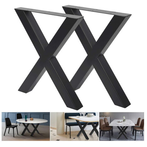 2x patas de mesa marco de mesa de metal patas de mesa corredores de mesa juego de base de mesa 67x72cm diseño en forma de X
