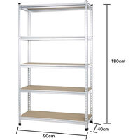 Estantería metálica estantes estanteria de almacenamiento garaje almacen taller para cargas pesadas 5 estantes