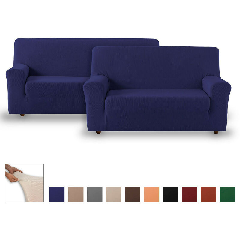 Eiffel Textile Funda sofa elastica protector adaptable azul pack 3+2 plazas de rustica.