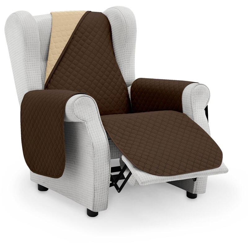 Protector Funda Sofá cubresofá acolchado rombos vipalia 1 plaza marronbeige sillon relax. reclinable reversible. para