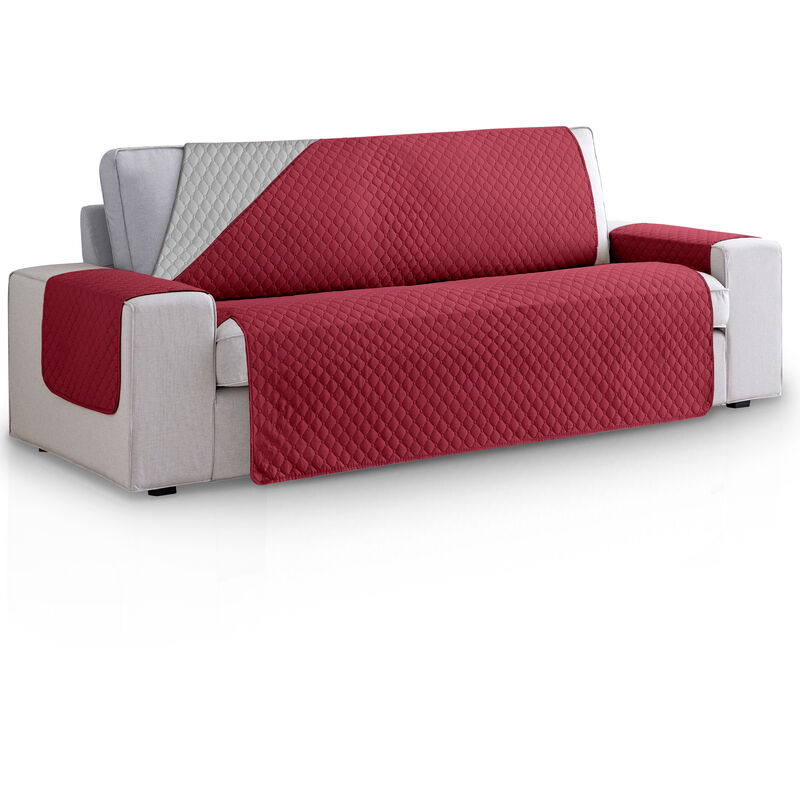 Vipalia Funda Sofa acolchado reversible bicolor. cubresofas 4 plazas rombos. para antimanchas ajustables. protector