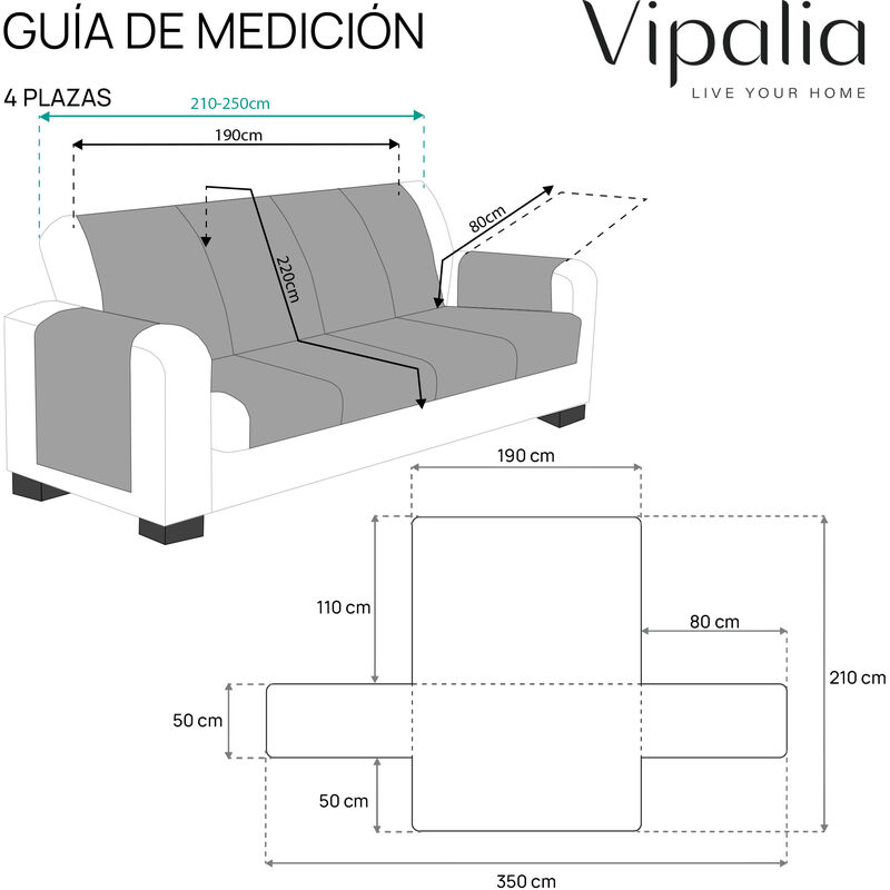 Protector Cubre Sofá Acolchado Reversible Circulos Vipalia 4 Plazas Azul -  Gris
