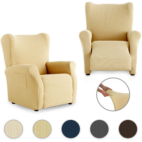 Funda de Sillon Elástica Relax Reclinable. Milan.Beige