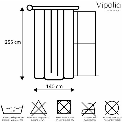 Vipalia Cortina Rustica Oscurante Lisa Anillas 140x255 cm Azul