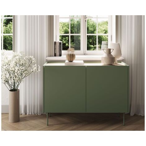 Bobochic – Buffet 2 portes 120 cm – Largeur 40 cm – Hauteur 85 cm – Design moderne avec pieds en métal – Rangement spacieux (1/5)