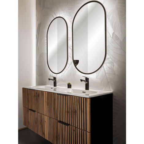 BOBOCHIC - Meuble de salle de bain 120 cm AXEL bois clair avec vasques incrustées