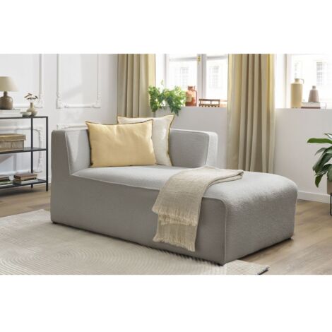 BOBOCHIC - Méridienne pour canapé modulable MEGEVE tissu bouclette Angle droit Gris clair (1/5)