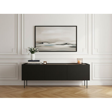 BOBOCHIC - Meuble TV 3 portes 170 cm ATLAS Noir (1/5)