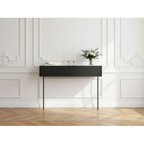 Bobochic – Console suspendue 2 tiroirs 100 cm – Largeur 40 cm – Hauteur 80 cm – Détails chêne et pieds métal – Design moderne et fonctionnel (1/5)