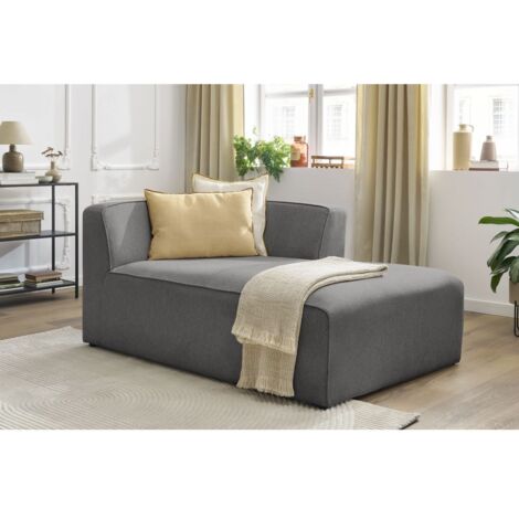BOBOCHIC - Méridienne pour canapé modulable MEGEVE tissu chiné Angle droit Gris foncé (1/5)