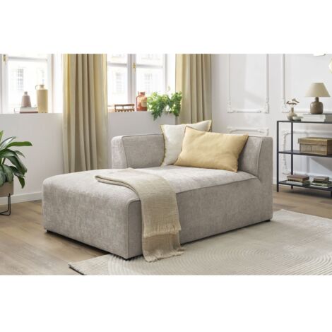 BOBOCHIC - Méridienne pour canapé modulable MEGEVE tissu texturé Angle gauche Beige (1/5)