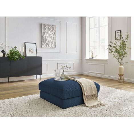 BOBOCHIC - Pouf LEONARD velours côtelé Bleu foncé (1/5)