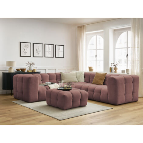BOBOCHIC - Canapé d'angle réversible CLOUD avec pouf Réversible Rose (1/5)