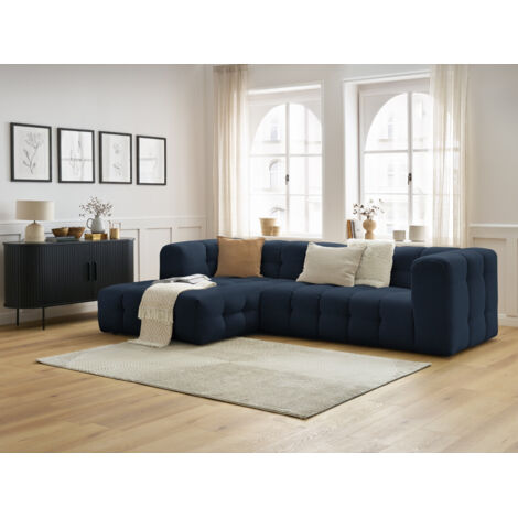 BOBOCHIC - Canapé d'angle fixe CLOUD Angle gauche Bleu foncé (1/5)