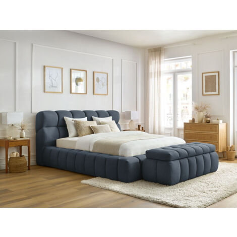 BOBOCHIC - Lit coffre MONTBLANC+Bout de lit MONTBLANC 160x200 + bout de lit 140 Bleu foncé (1/5)