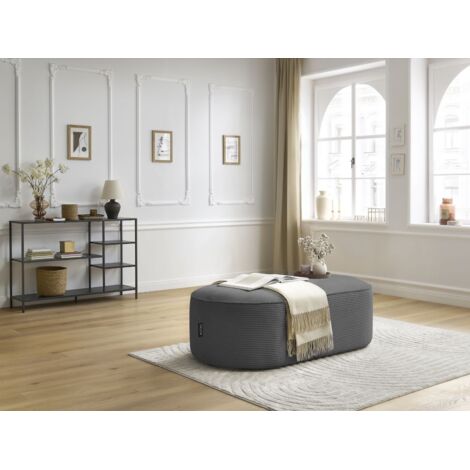 BOBOCHIC - Pouf pour canapé modulable ROUSSEAU velours côtelé Gris foncé (1/5)