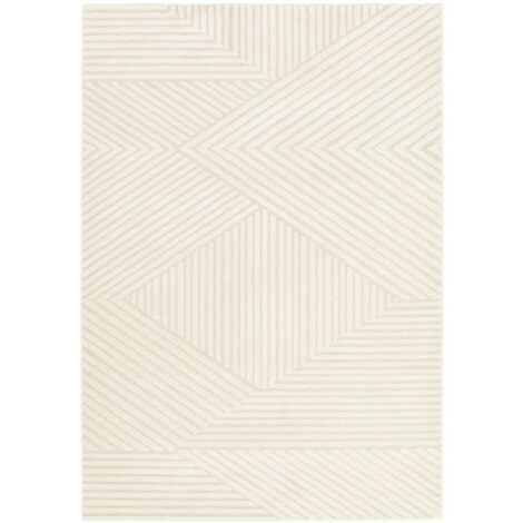Bobochic – Tapis poils ras rectangle 120x170 cm – Motif abstrait beige – 60% polypropylène, 40% polyester – Épaisseur 1,4 cm – Pour intérieur