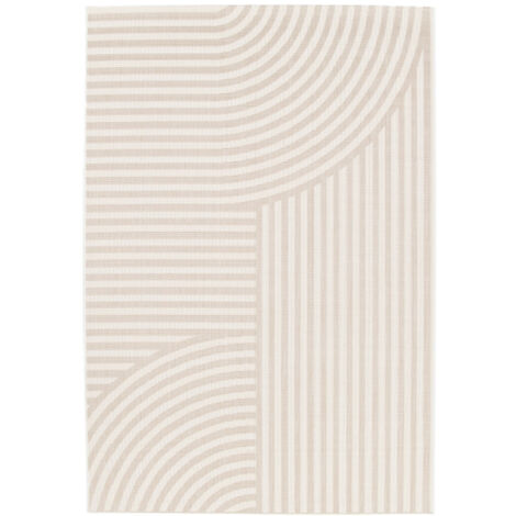 Bobochic – Tapis poils ras 160x230 cm – Motif abstrait moderne – Tissé à la machine en PET recyclé – Épaisseur 0,5 cm pour intérieur et extérieur