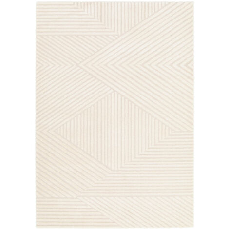 Bobochic – Tapis poils ras rectangle 160x230 cm – Motif abstrait beige – 60% polypropylène, 40% polyester – Épaisseur 1,4 cm – Label OEKO-TEX