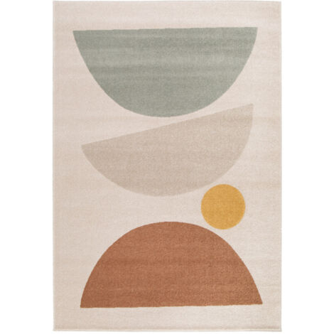 Bobochic – Tapis poils ras rectangle 160x230 cm – Motif abstrait orange – Polypropylène tissé – Épaisseur 0,9 cm – Chauffage par le sol compatible