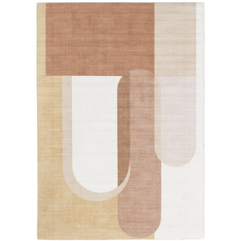 Bobochic – Tapis poils ras NADINE 200x290 cm – Motif abstrait orange – Polyester tissé à la machine – Convient au chauffage par le sol