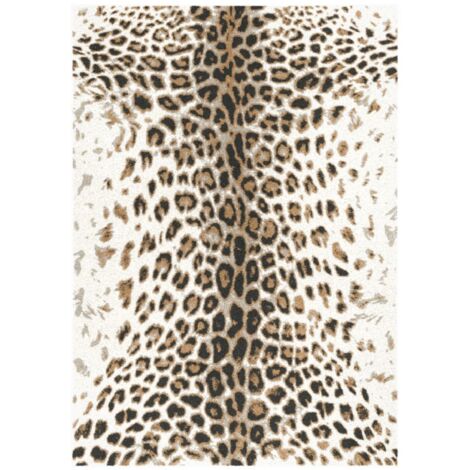 Bobochic – Tapis poils ras 160x230 cm – Imprimé léopard marron – Tissé à la machine – OEKO-TEX – Pour intérieur élégant