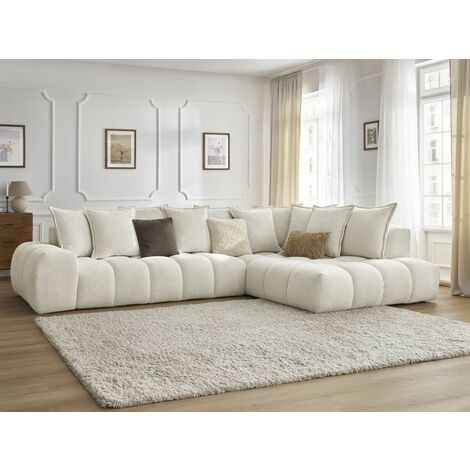 Bobochic – Canapé d'angle fixe 4 places – Tissu chiné – Longueur 352cm – Largeur 210cm – Style moderne et cosy – Confort moelleux (1/5)