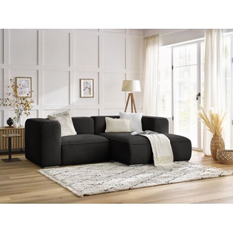 BOBOCHIC - Canapé d'angle fixe compact ZEPHYR Angle droit  Noir (1/5)