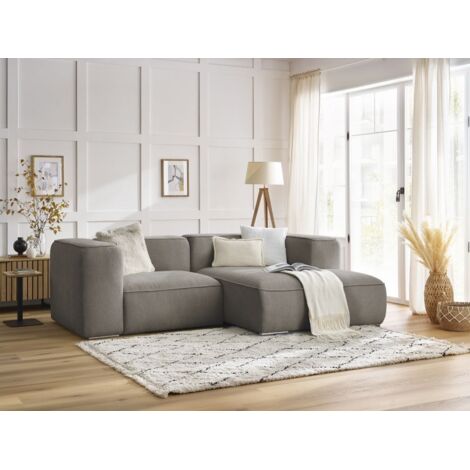 BOBOCHIC - Canapé d'angle fixe compact ZEPHYR Angle droit Taupe (1/5)