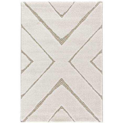 BOBOCHIC - Tapis poils ras RACHIDA motif graphique 120x170 Beige (1/5)